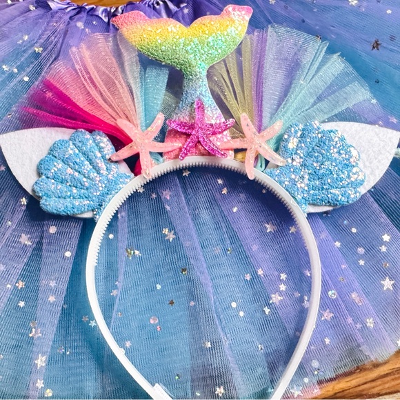 Brand New 2pcs LED Mermaid Tutu Set Mermaid Ears Mermaid Costume Party Dress - Picture 5 of 8